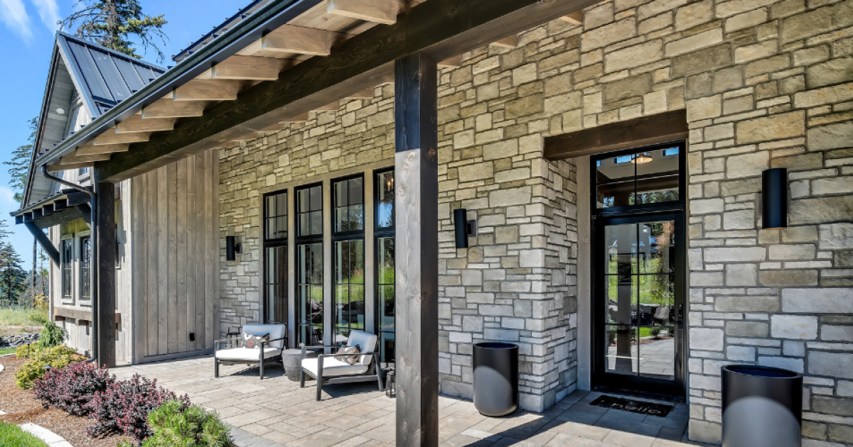 Exterior Design Trends With Stone Veneer And Mesh preview